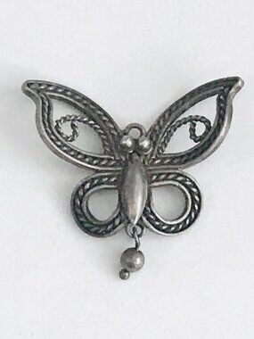 Vtg Sterling Silver Butterfly Brooch Pin Art Nouveau Style Design Marked 925